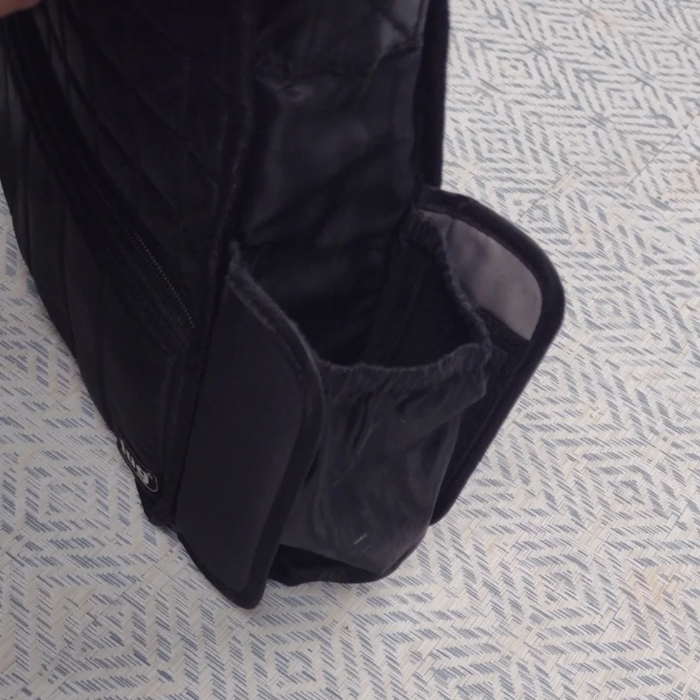 Lug Quilted Black Messenger Bag Crossbody